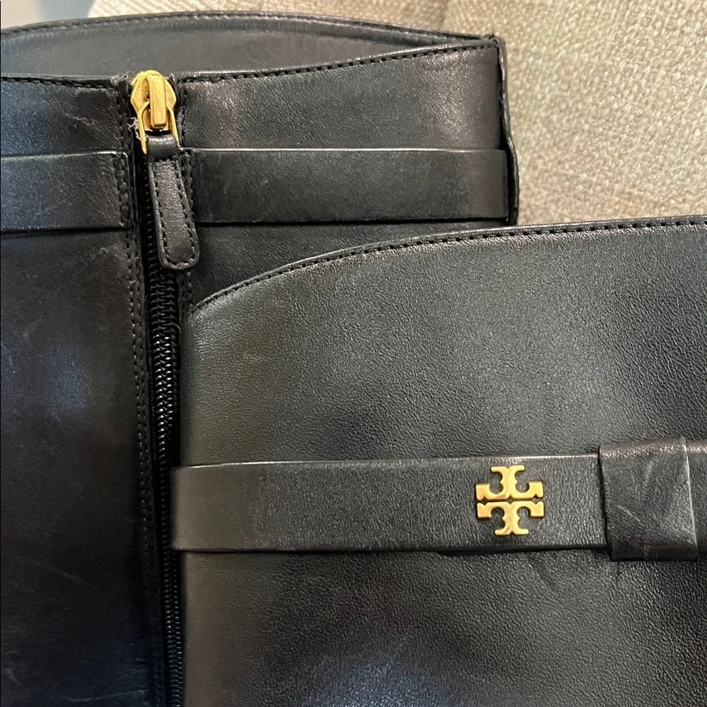 NEW Tory Burch Everly Strap Black Leather Riding Boots Size 6 Wide